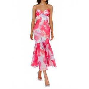 ASOS Pink and White Floral Midi Dress